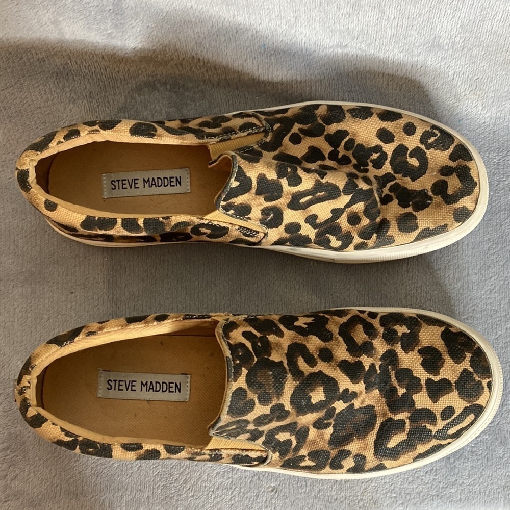 Steve Madden Gills Leopard Platform Slip-On Sneakers Tan Black Size 8.5 - Picture 7 of 10